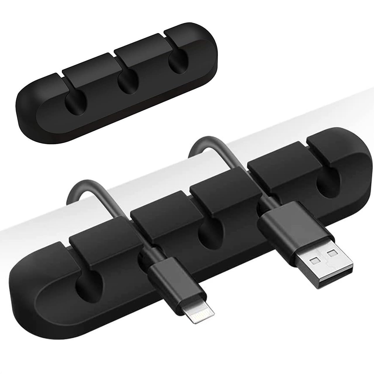 Adhesive Desk Cord Clips for Cable Management - Black