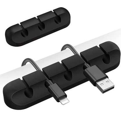 Adhesive Desk Cord Clips for Cable Management - Black