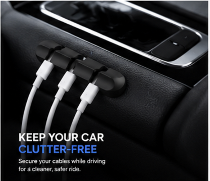 Adhesive Desk Cord Clips for Cable Management - Black
