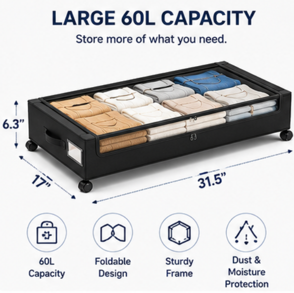 SlideStore™ 60L Underbed Organizer